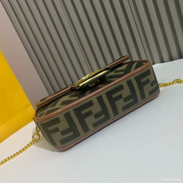 Affordable HOT Fendi Baguette Mini In Bag Motif FF Green Canvas 0323
